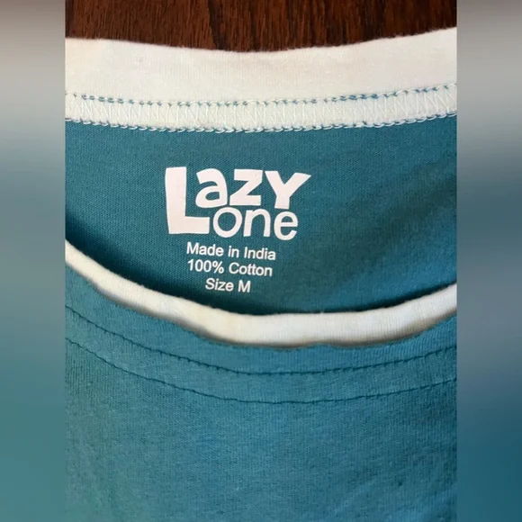 New Lazy One Teal Cotton Tee - Picture 2 of 2